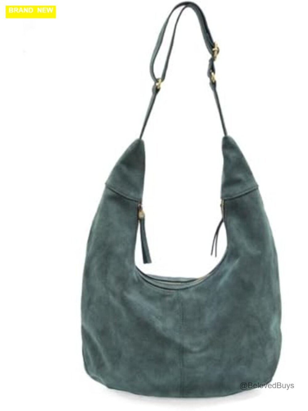 Faux Suede Large Crescent Hobo Handbag Double Zip Closure